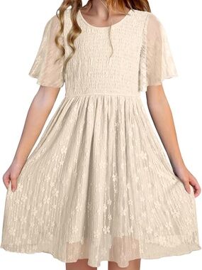blibean Girls Lace Dresses Semi Formal Wedding Dress